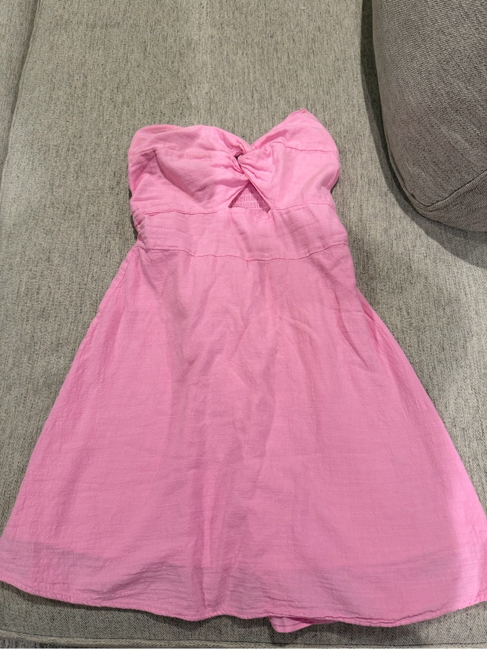 Strapless Pink Tie-Front Summer Dress